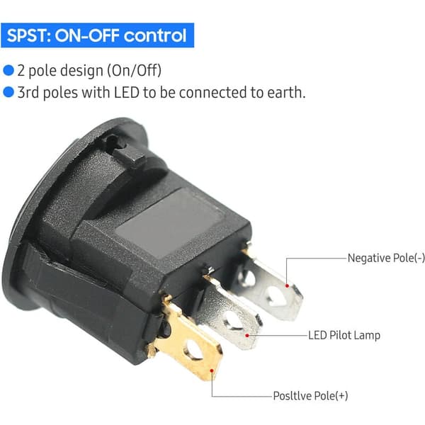 20 stk DC 12V 20A Runde Vippebrytere LED Lys Vippebryter På-Av Co