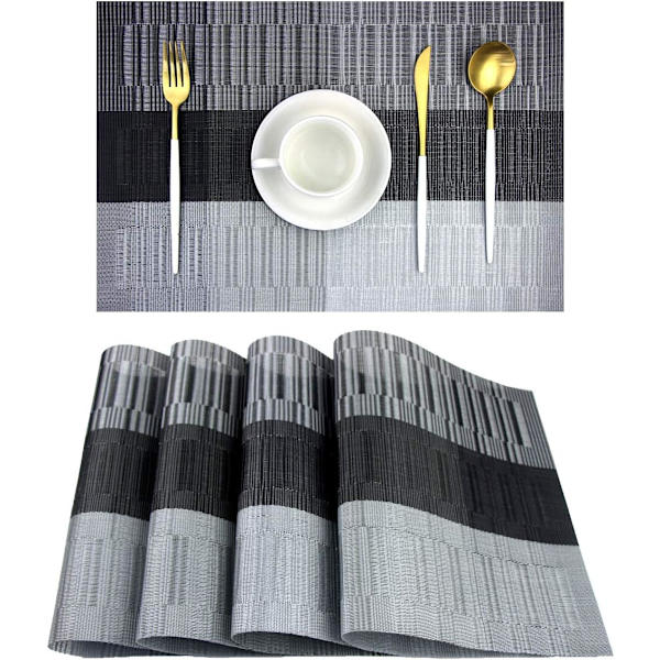 Tvättade vinylvävda bordsmattor Eleganta bordsmattor Set o