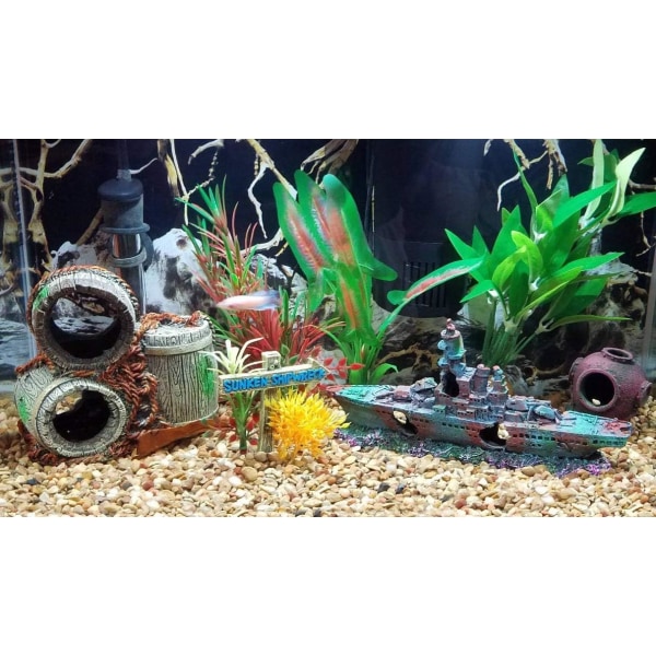 Akvarium skipsvrak dekorasjoner fiskebolle ornamenter harpiksmateriale