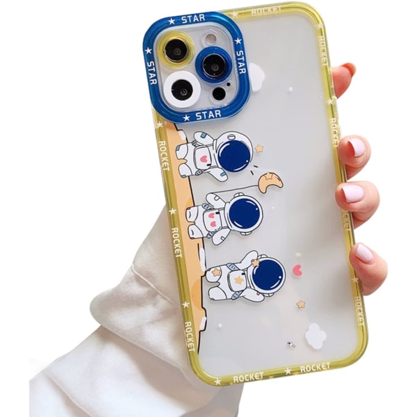 Kompatibel med iPhone 13 Pro Max Astronaut Case Women Girls Clea