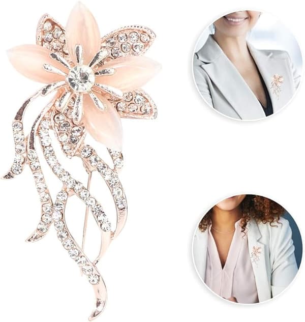Kvinnors Brosch, Mode Legering Elegant Blomma Strass Brosch Pi