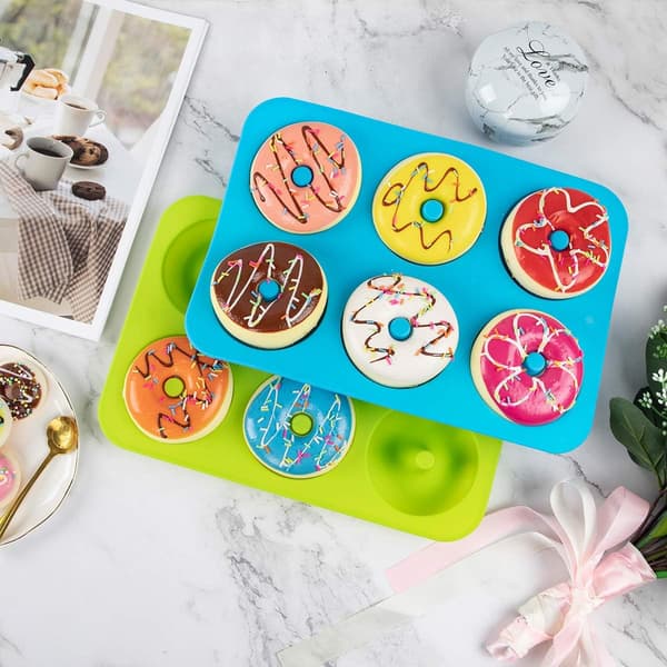 2 stk. NonStick silikone donutform til 6 fuldstore donuts, nem