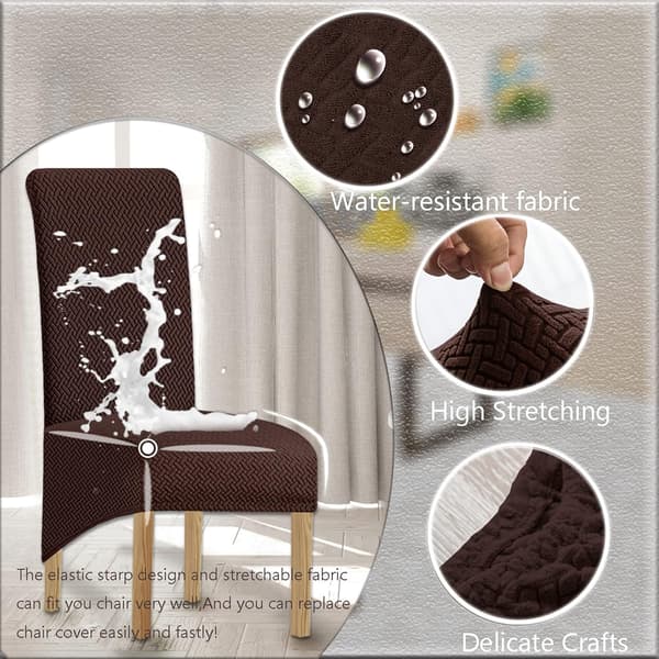 Stor, vanntett, elastisk jacquard-spisestoltrekk (svart kaffe)