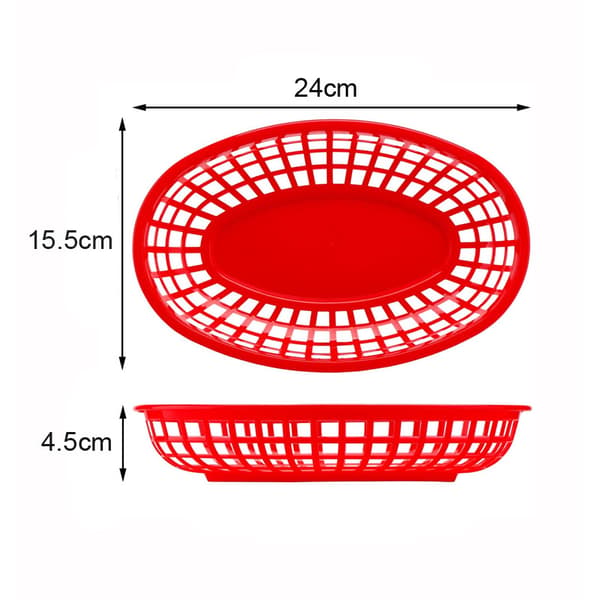 2 stk. Madkurv til snacks, Oval, Rød 24*15.5*4.5cm