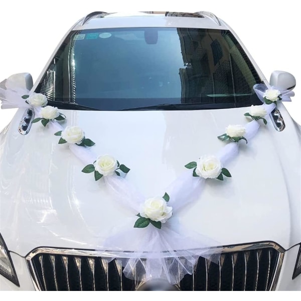 Wedding Car Front Flower Decoration, Simulation Rose Simulation D