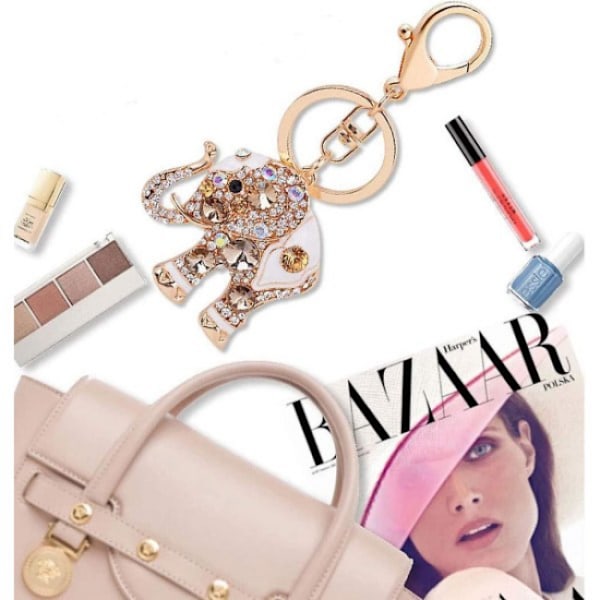 Elefant Nøgleringe, Krystal Nøglering, Rhinestone Lykke Elefanter Nøglering
