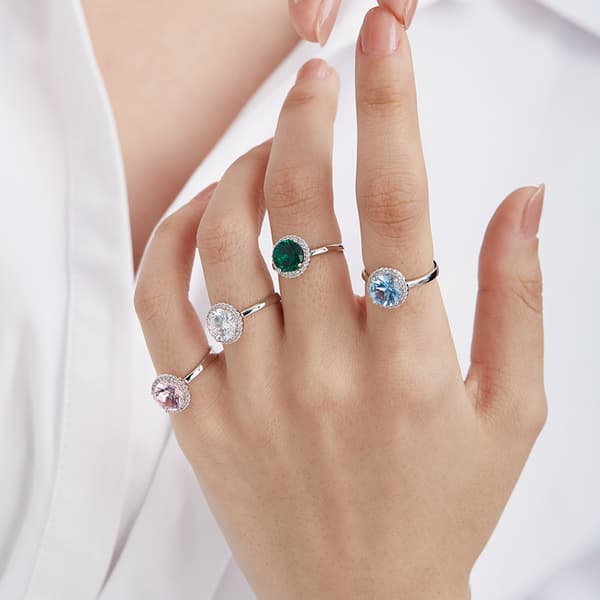 925 Silver Round-Cut Birthstone Ring tillverkad med Infinite Elements