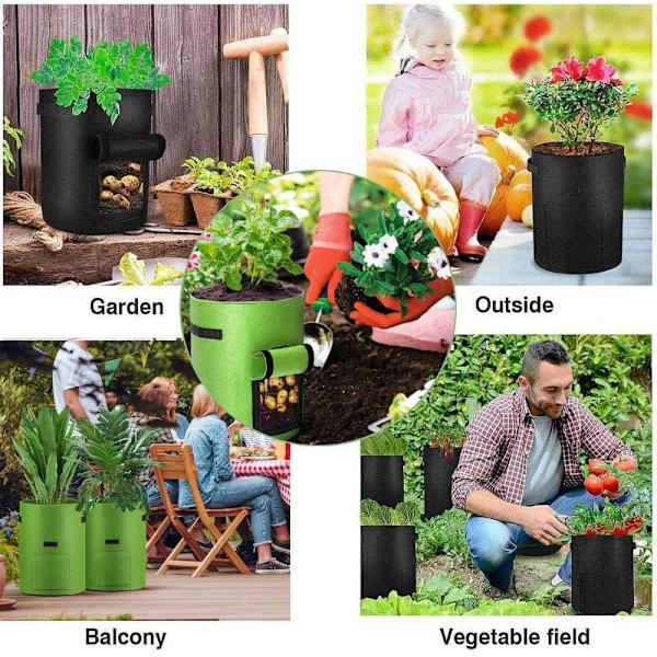2 stk. kartoffelplantepose, 10 gallon ikke-vævet haveplantepose