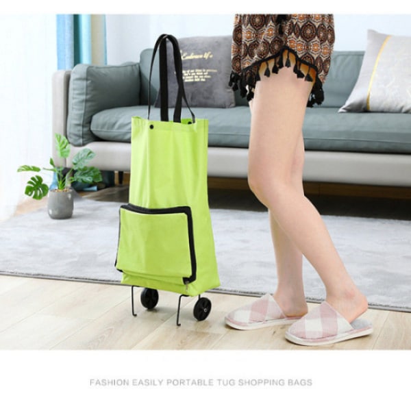 Grønn smart sammenleggbar handlepose med hjul, one size fits all