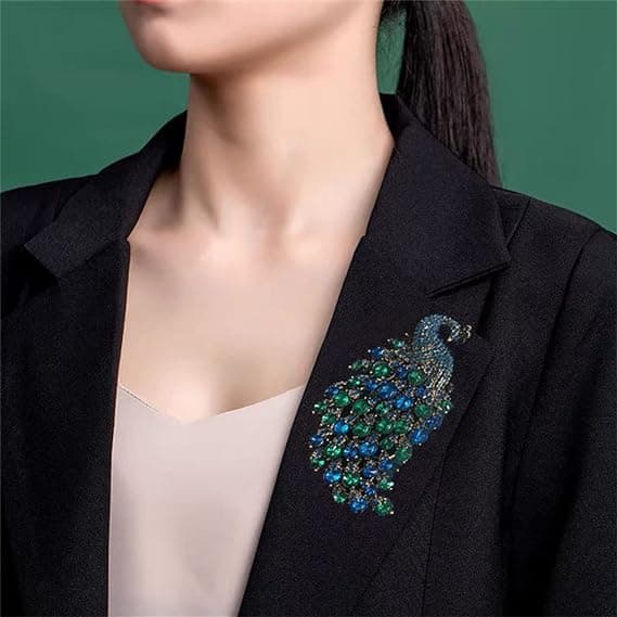 Rhinestone Påfågel Brosch Pin för Kvinnor Flickor Mode Utsökt E