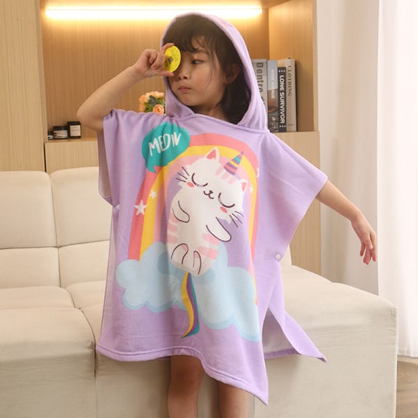 Rainbow Cat børnebadekar Poncho børne badehåndklæde piger B