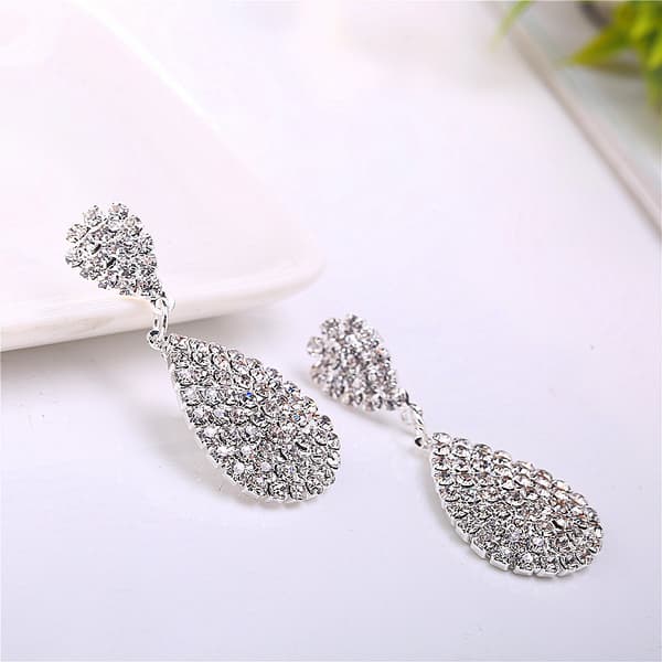 Kvinde Rhinestone Crystal Bryllup Brude Drop Dangle Lysekrone