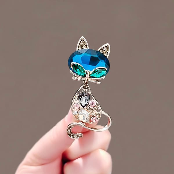 Kvindernes Krystal Rhinestone Kat Brosche Legering Dyr Pin