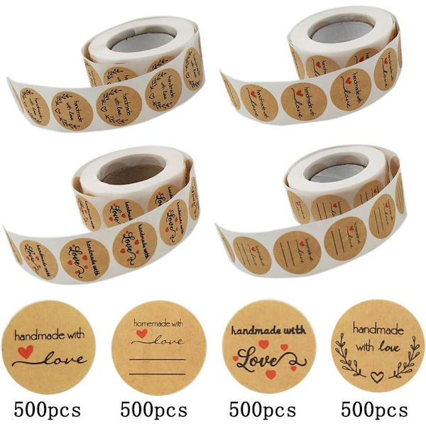 2000 kappaletta pyöreä tarra, kraft-paperitarra, pyöreä tarra pe