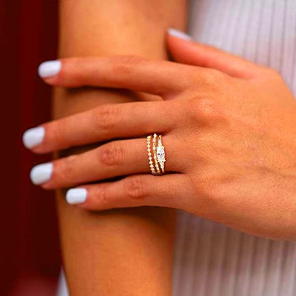 1,5 mm 14K gullbelagt stablebare ringer for kvinner jenter mote Knuc