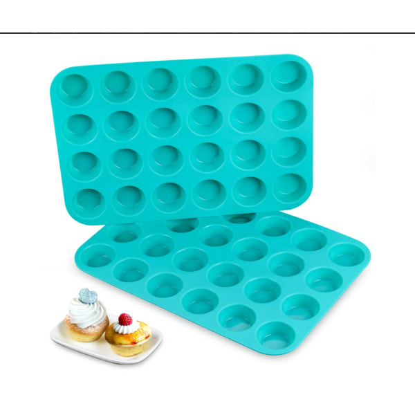 Silicone Muffin Pan Cupcake Set - Mini 24 Cups Muffin Tin, Nonsti