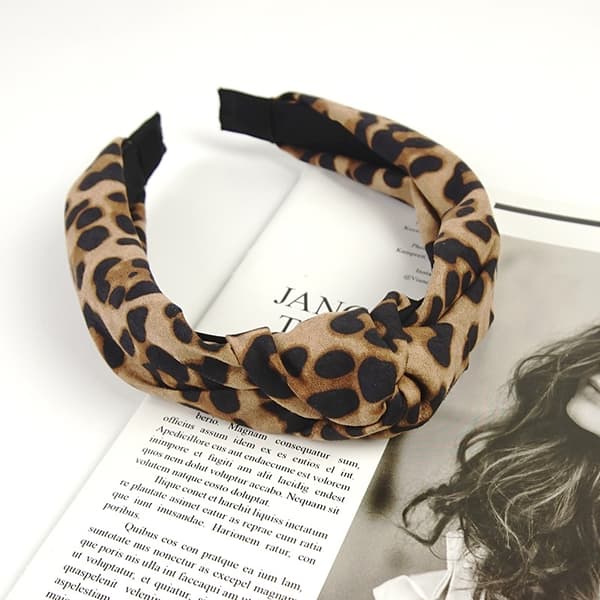 Leopardmønstret pannebånd for kvinner, bred knutebånd, leopard