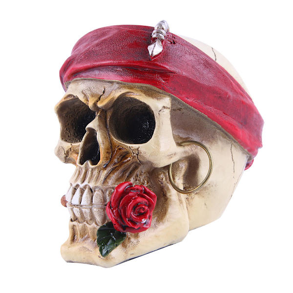 Halloween Kranie Ornament Rose Kranie Hoved Akvarium Resin Mini Skel
