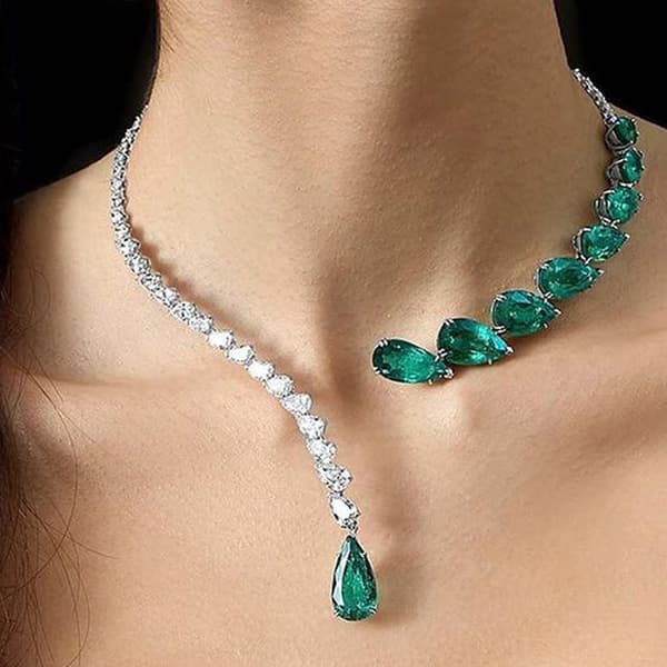 Kvinde Cubic Zirconia Halskæder Dangle Smykker til Brude Brud