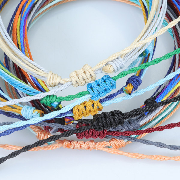 12 st somriga strandarmband i surfer-stil, justerbara, handgjorda