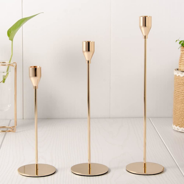 3 Lysestager Guld Lysestager Moderne Stående Lysestager af