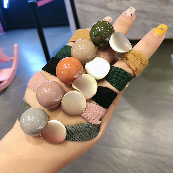Candy Color Hårbånd, Enkle Og Nydelige Elastiske Bånd, 5PCS. Hår Ti