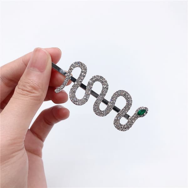 Personlig full diamant slangeformet hårnål pannelugg klips hodeplagg