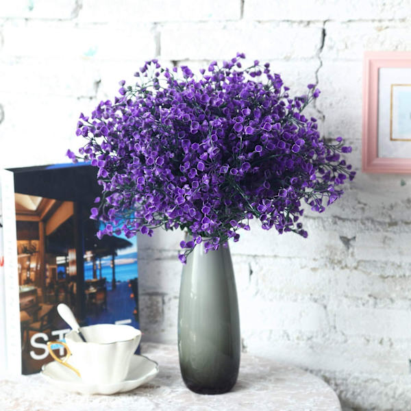 12 paket konstgjorda buskar UV-beständiga konstgjorda blommor