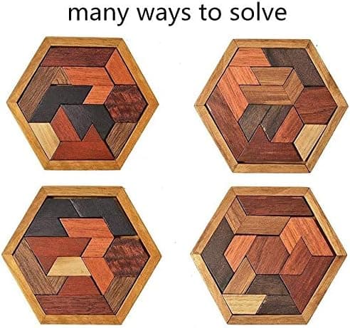 1 st Hexagonal Tangram Pussel Träpussel för Barn och Vuxna
