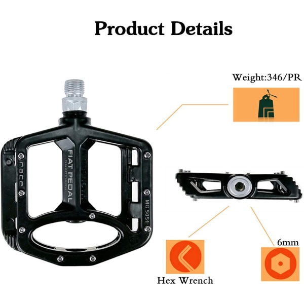 1 par sykkelpedaler 9/16\" landeveissykkelpedaler MTB magnesiumlegering nei