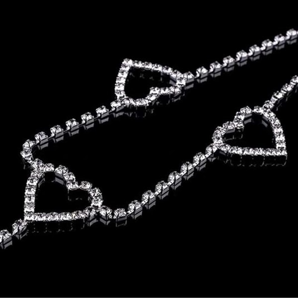 Rhinestone Body Chain Bælte Krystal Talje Chain Heart Pendant Summ