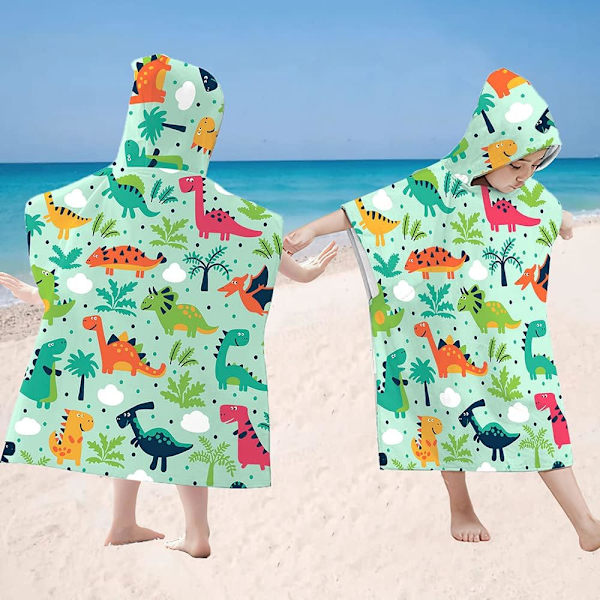 C-Dinosaur Strandhåndklæder Sandproof Badeponcho, Sød Lille Håndklæde M