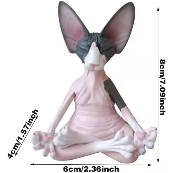 1 st rustik rosa dekorativ djur katt harts yoga pose statyett K