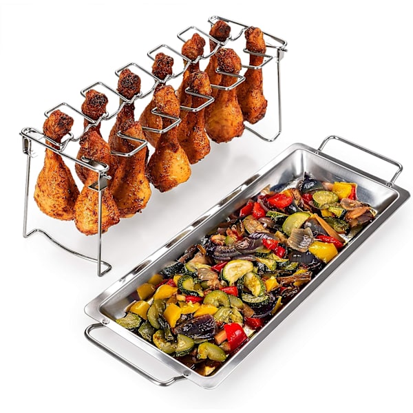 Kyllingerack - Kyllingebenrack - Grillkyllingerack - Robust rustfrit stål