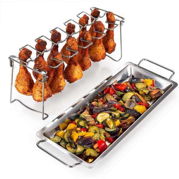 Kyllingstativ - Kyllinglårstativ - Grillstativ for kylling - Robust rustfritt stål
