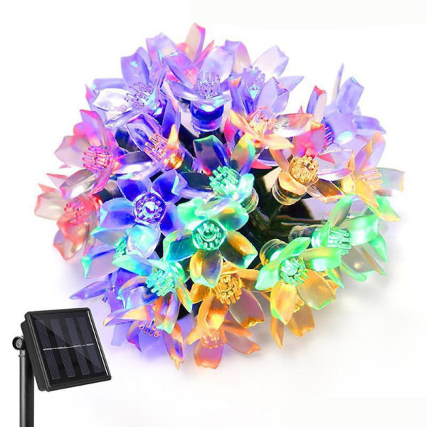 Solar Flower String Lights, 2 Pack 23ft 50LED Solar Fairy Flower