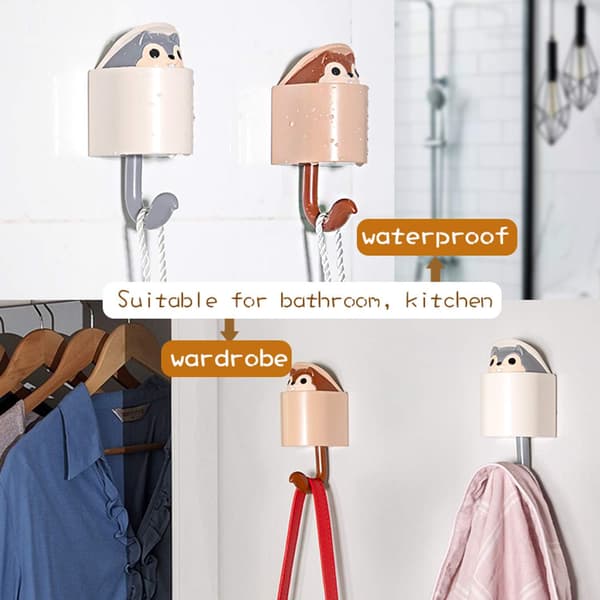 2 stk Ekornformet selvklebende krok for barnerom stue