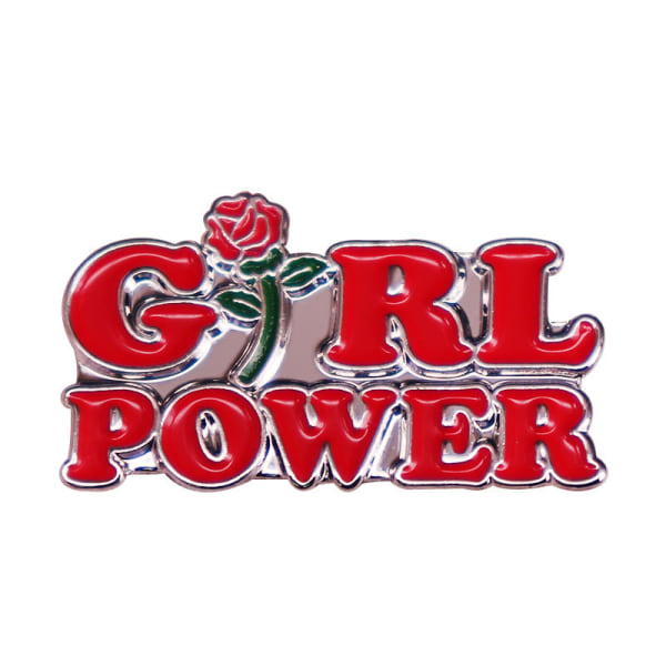 Girl Power Red Rose Pro-Feminism Pro Choice Lapel Pins Emalje Fem