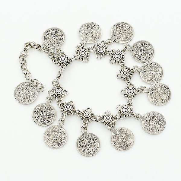 Sterling Silver Färg Bohemian Metall Tassel Anklet Lyx Charm C