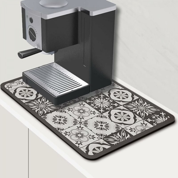 1PC (40 x 50 CM, Grå Tryck) Diskhandduksmatta, Snabbtorkande Nanofib