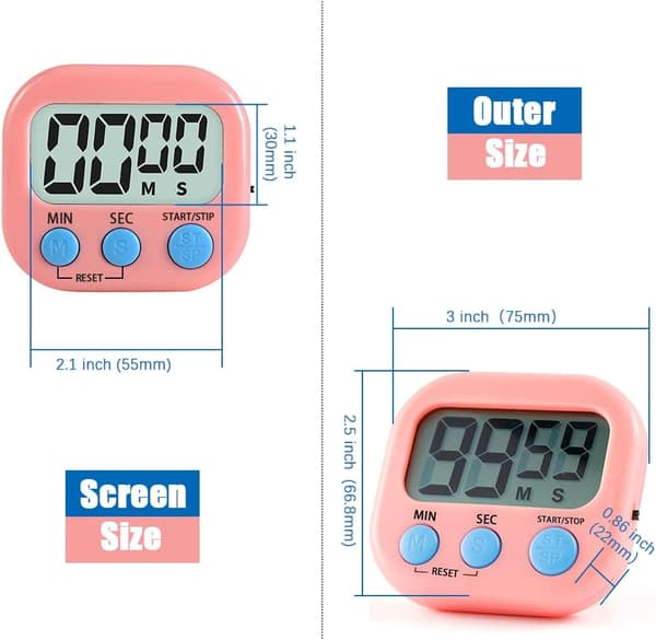 Magnetisk kökstimer med stor LCD-skärm, timers för matlagning