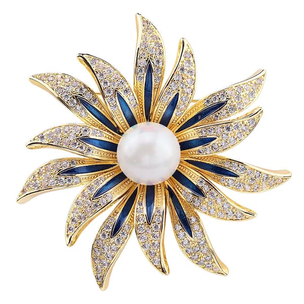 Brosche til kvinder, mode guld blomst hjerte rhinestone smykker