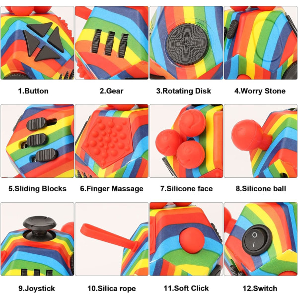 Kube Fidget-leker Sensorisk leke for stress- og angstlindring 12 Sid