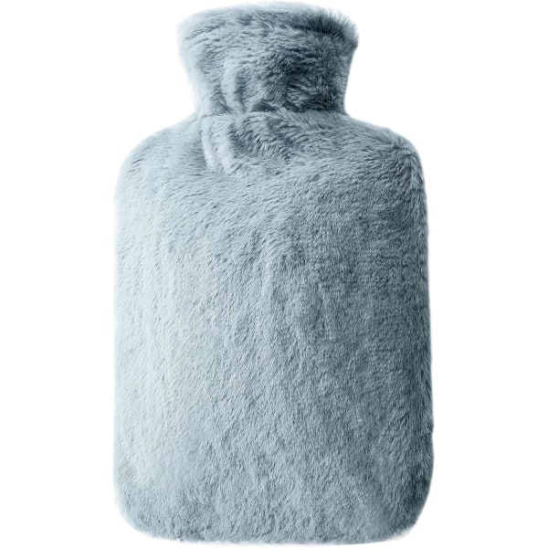 Grå varmvattenflaska, 2L varmvattenflaska med mjukt cover,