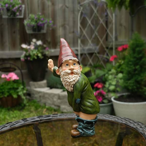 Design Gnome Statue - 6\" Høj Polyresin - Have Gnome til Plænen O