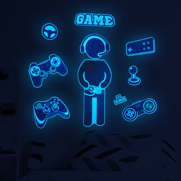 Spilfigurer Wall Decals, Glowing Stickers til Loft, Drenge B