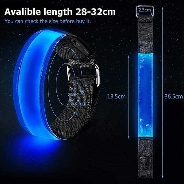 2 stk. løbelys til løbere - Genopladelig LED-armbind med refleks