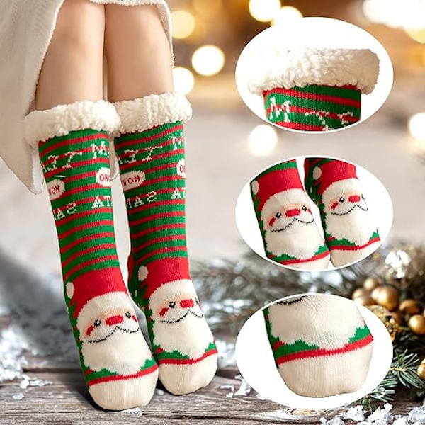 1PC Gröna Sockor Damtofflor Vinter Varma Halkfria Termiska Tofflor