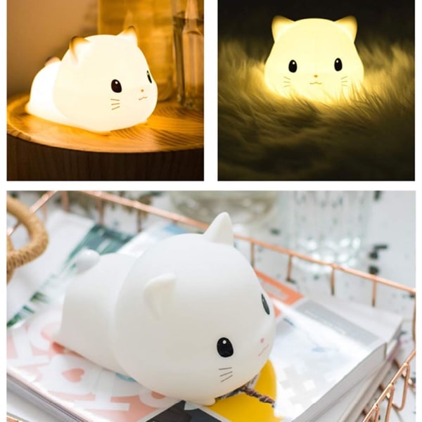 LED Nattlampa för barn, Söt Katt Mjuk Silikon Baby Nursery Lamp-US