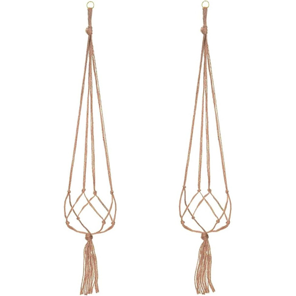 2-pack Macrame-växtupphängning, växtupphängning för hängande flöde